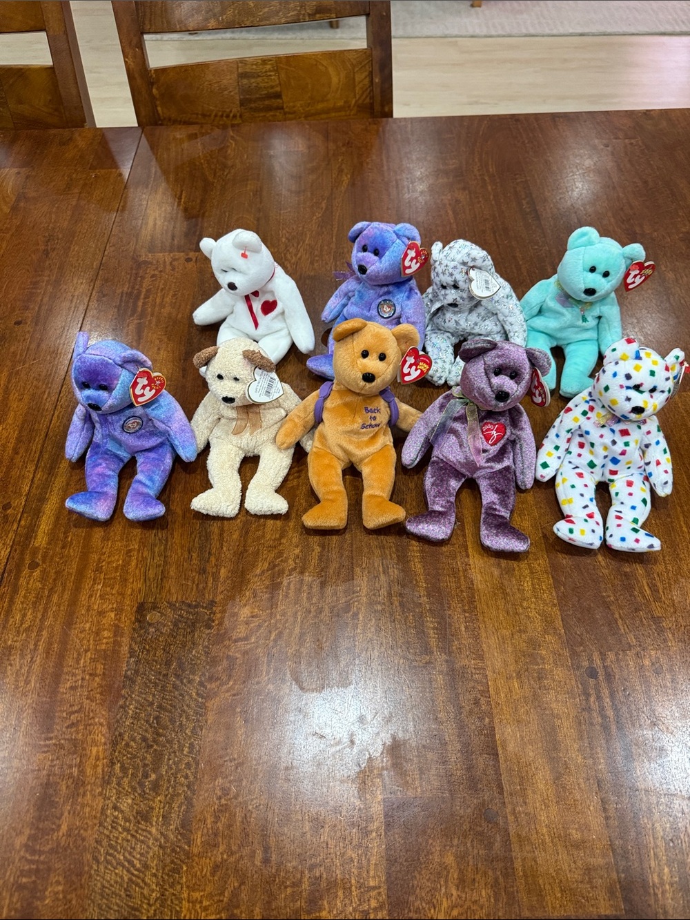 Lot of 9 TY Beanie Baby Bears Collectible Plush all but 1 has orig Ty tag